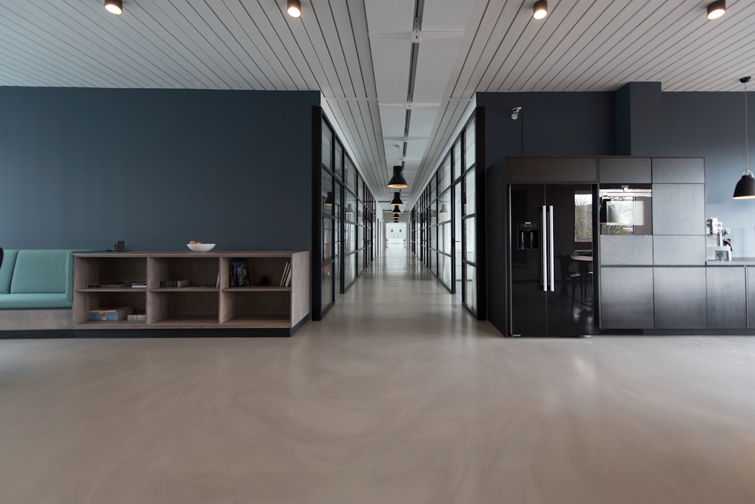 Modern agency workspace with clean desk setup